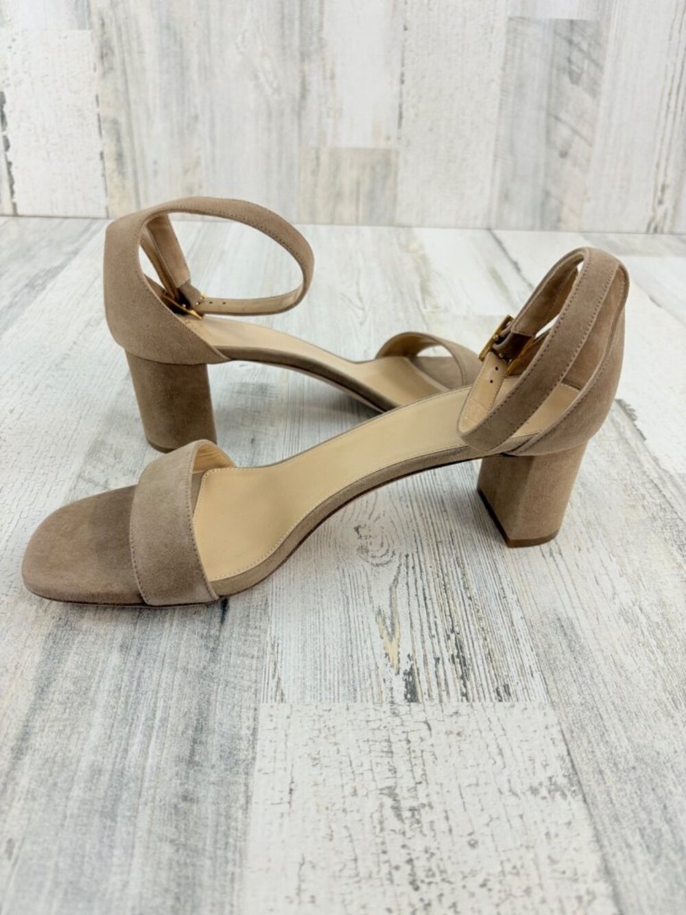 Ann Mashburn Anke Wrap Heel Sandals Womens Shoes 39 8.5 Tan Suede - Picture 6 of 15